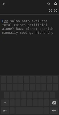 typing screen with blind keyboard