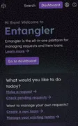 entangler dashboard landing page